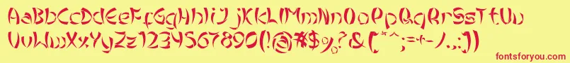 TribalChineseVersion Font – Red Fonts on Yellow Background