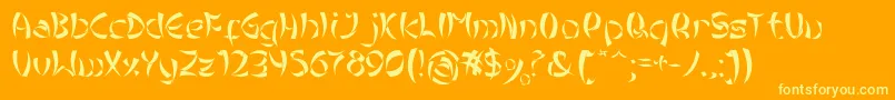 TribalChineseVersion Font – Yellow Fonts on Orange Background