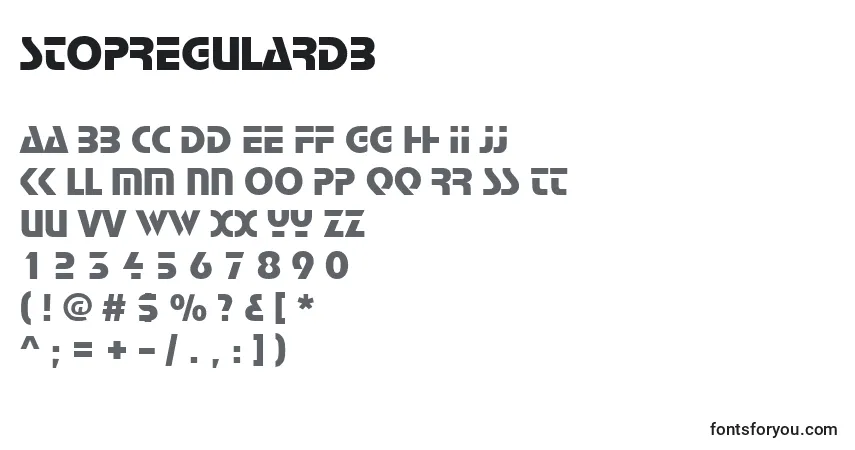 Czcionka StopRegularDb – alfabet, cyfry, specjalne znaki
