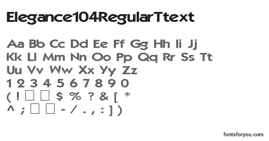 Czcionka Elegance104RegularTtext – alfabet, cyfry, specjalne znaki