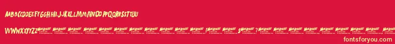 MarsAttacks-Schriftart – Gelbe Schriften auf rotem Hintergrund