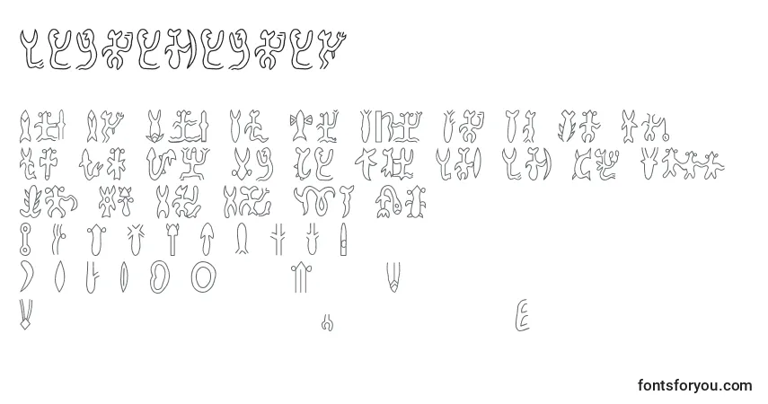 Schriftart Rongorongob – Alphabet, Zahlen, spezielle Symbole