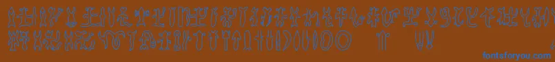 Rongorongob-Schriftart – Blaue Schriften auf braunem Hintergrund