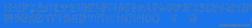 Rongorongob-Schriftart – Graue Schriften auf blauem Hintergrund