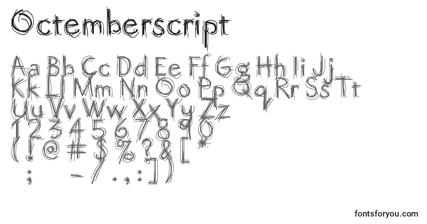 Octemberscript-fontti – aakkoset, numerot, erikoismerkit