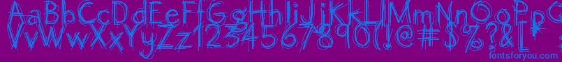 フォントOctemberscript – 紫色の背景に青い文字