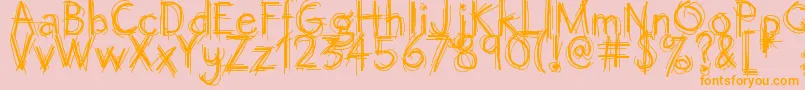Police Octemberscript – polices orange sur fond rose