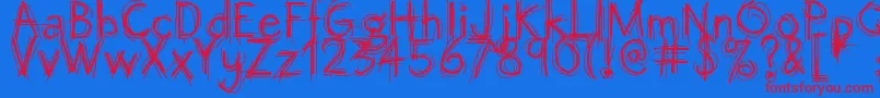 フォントOctemberscript – 赤い文字の青い背景