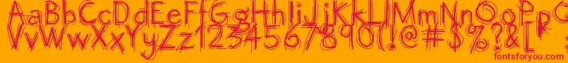 Octemberscript-Schriftart – Rote Schriften auf orangefarbenem Hintergrund