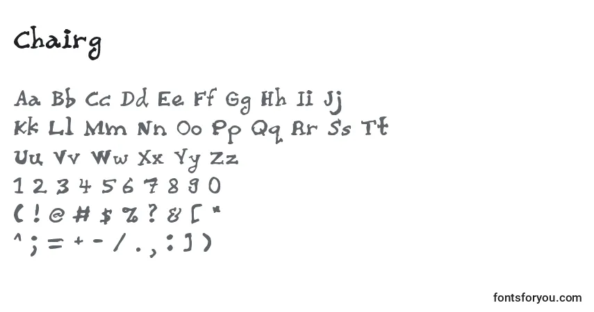 A fonte Chairg – alfabeto, números, caracteres especiais