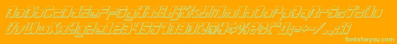 Drosselmeyer3Dital-Schriftart – Grüne Schriften auf orangefarbenem Hintergrund