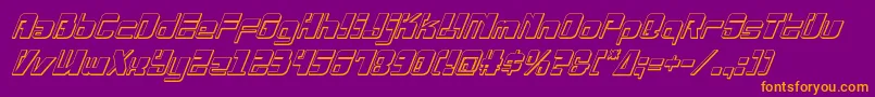 Drosselmeyer3Dital-Schriftart – Orangefarbene Schriften auf violettem Hintergrund