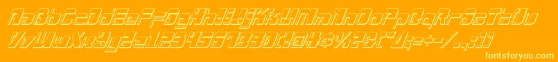 Drosselmeyer3Dital-Schriftart – Gelbe Schriften auf orangefarbenem Hintergrund