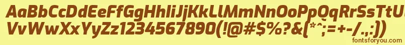 フォントExoBlackitalic – 茶色の文字が黄色の背景にあります。