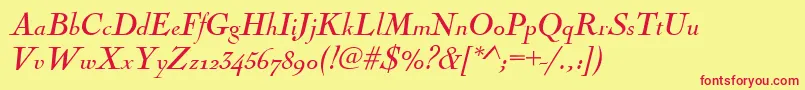 NicolascocteeregItalic Font – Red Fonts on Yellow Background
