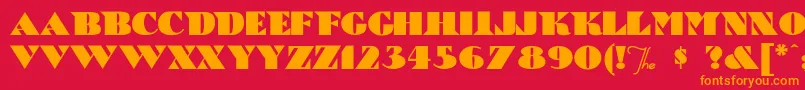 フォントBricABraque – 赤い背景にオレンジの文字