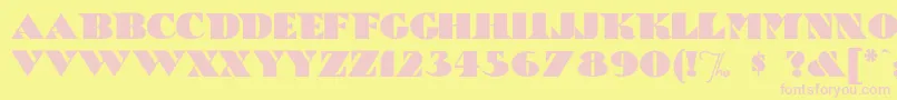 BricABraque-fontti – vaaleanpunaiset fontit keltaisella taustalla