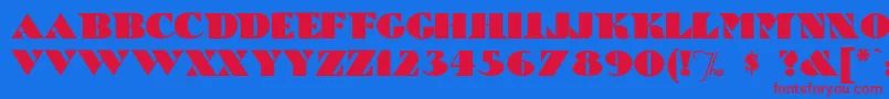 フォントBricABraque – 赤い文字の青い背景