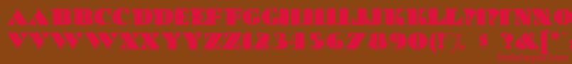 フォントBricABraque – 赤い文字が茶色の背景にあります。