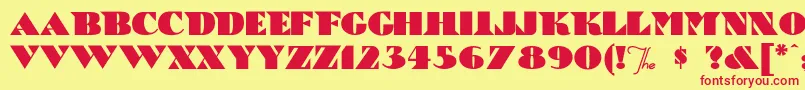 フォントBricABraque – 赤い文字の黄色い背景