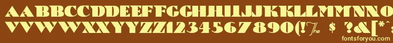 BricABraque-fontti – keltaiset fontit ruskealla taustalla