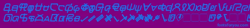 フォントZentranItalic – 紫色の背景に青い文字