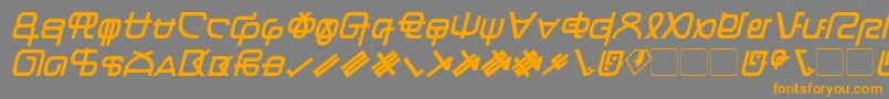 フォントZentranItalic – オレンジの文字は灰色の背景にあります。