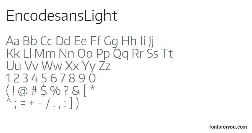 Fuente EncodesansLight - alfabeto, números, caracteres especiales