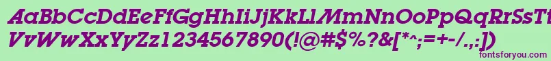 LugabookadSemiboldOblique Font – Purple Fonts on Green Background