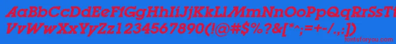 LugabookadSemiboldOblique Font – Red Fonts on Blue Background