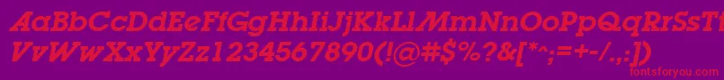 LugabookadSemiboldOblique Font – Red Fonts on Purple Background