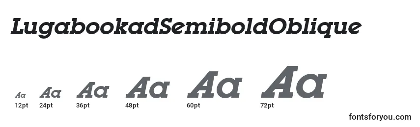Размеры шрифта LugabookadSemiboldOblique