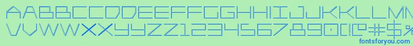Czcionka Player1up3D – niebieskie czcionki na zielonym tle