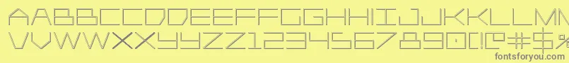 Player1up3D-fontti – harmaat kirjasimet keltaisella taustalla