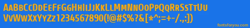 CoreSansMSc67CnBold Font – Orange Fonts on Blue Background