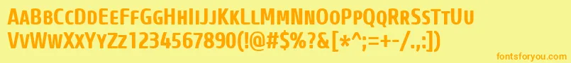 CoreSansMSc67CnBold Font – Orange Fonts on Yellow Background