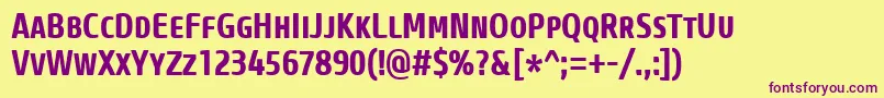 CoreSansMSc67CnBold Font – Purple Fonts on Yellow Background
