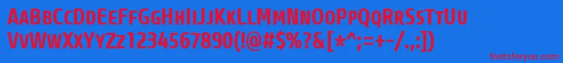 CoreSansMSc67CnBold Font – Red Fonts on Blue Background