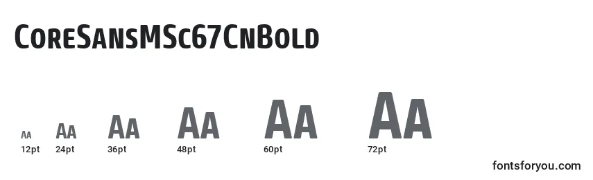 CoreSansMSc67CnBold Font Sizes