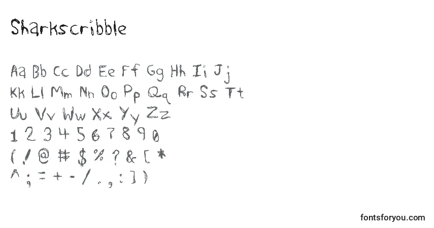 Czcionka Sharkscribble – alfabet, cyfry, specjalne znaki