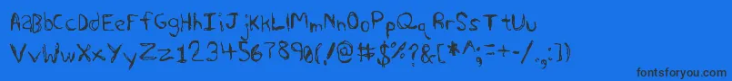 Sharkscribble-Schriftart – Schwarze Schriften auf blauem Hintergrund
