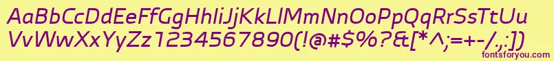 AutobahnProMediumItalic Font – Purple Fonts on Yellow Background