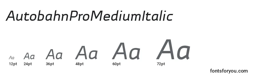 Размеры шрифта AutobahnProMediumItalic