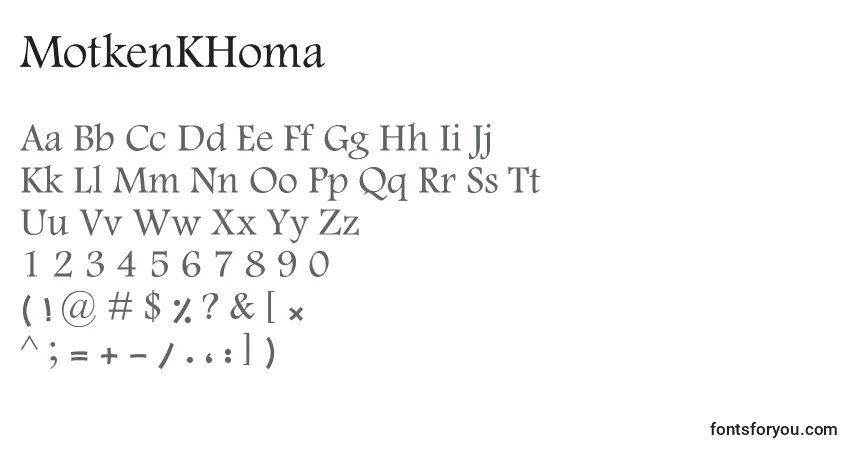 Czcionka MotkenKHoma – alfabet, cyfry, specjalne znaki