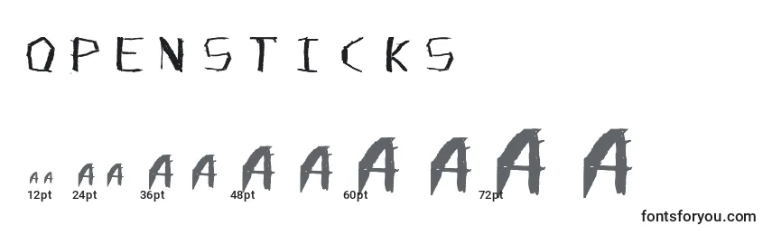 Größen der Schriftart Opensticks