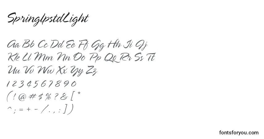 Czcionka SpringlpstdLight – alfabet, cyfry, specjalne znaki