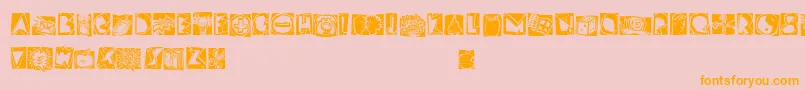 LinotypescrapBonus-Schriftart – Orangefarbene Schriften auf rosa Hintergrund