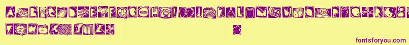 LinotypescrapBonus-Schriftart – Violette Schriften auf gelbem Hintergrund