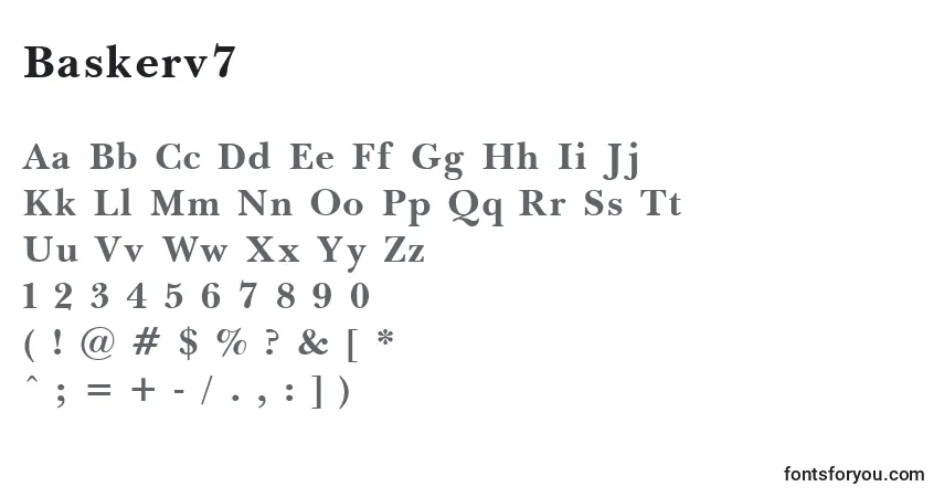 Fuente Baskerv7 - alfabeto, números, caracteres especiales