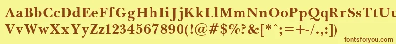 フォントBaskerv7 – 茶色の文字が黄色の背景にあります。